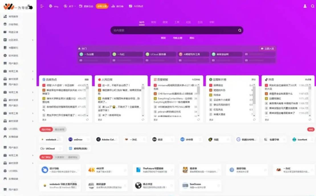 D1017开心版导航类主题专题模板 WordPress 集网址资源资讯于一体的导航类主题 导航主题垂直行业模板-冰蒂购源码论坛